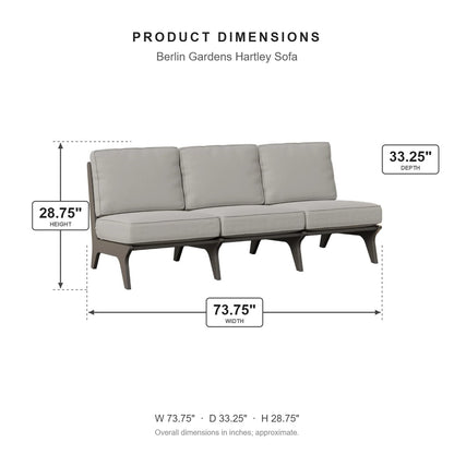 Berlin Gardens Hartley Sofa dimensions: 73.75 in W x 33.25 in D x 28.75 in H
