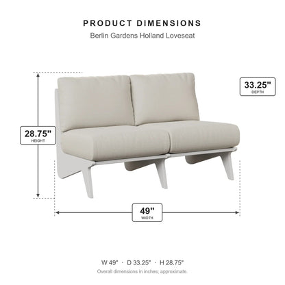 Berlin Gardens Holland Loveseat dimensions: 49 in W x 33.25 in D x 28.75 in H