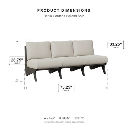 Berlin Gardens Holland Sofa dimensions: 73.25 in W x 33.25 in D x 28.75 in H