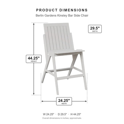 Berlin Gardens Kinsley Bar Side Chair dimensions: 24.25 in W x 29.5 in D x 44.25 in H
