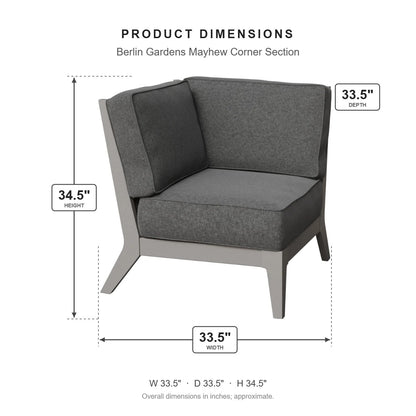 Berlin Gardens Mayhew Corner Section dimensions: 33.5 in W x 33.5 in D x 34.5 in H