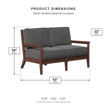 Berlin Gardens Mayhew Loveseat dimensions: 53 in W x 32 in D x 34 in H