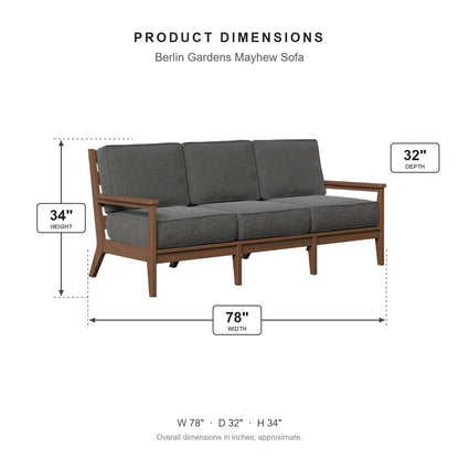 Berlin Gardens Mayhew Sofa dimensions: 78 in W x 32 in D x 34 in H
