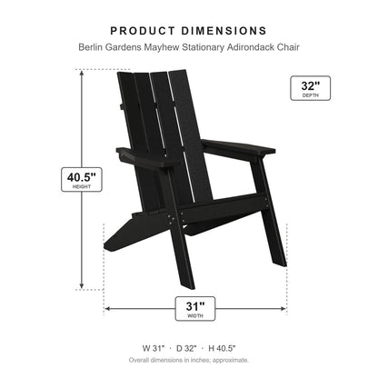 Berlin Gardens Mayhew Stationary Adirondack Chair dimensions: 31 in W x 32 in D x 40.5 in H
