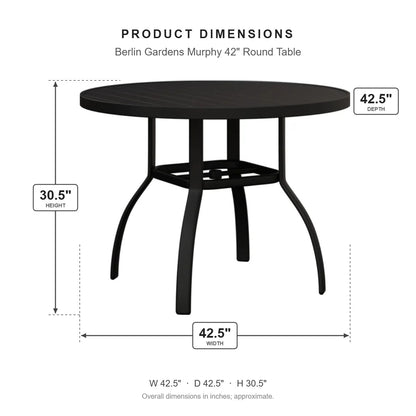 Berlin Gardens Murphy 42" Round Table dimensions: 42.375 in W x 42.375 in D x 30.375 in H