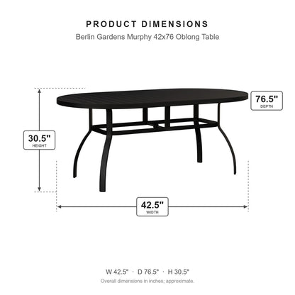 Berlin Gardens Murphy 42x76 Oblong Table dimensions: 42.5 in W x 76.5 in D x 30.375 in H