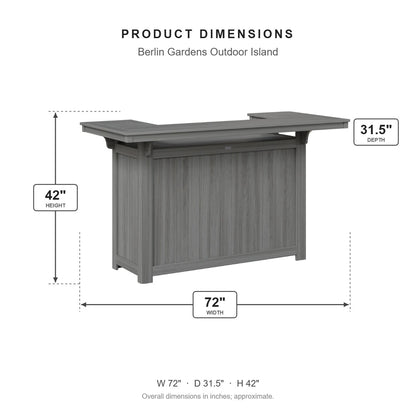 Berlin Gardens Outdoor Island dimensions: 72 in W x 31.5 in D x 42 in H