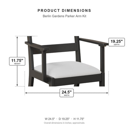 Berlin Gardens Parker Arm Kit dimensions: 24.5 in W x 19.25 in D x 11.75 in H