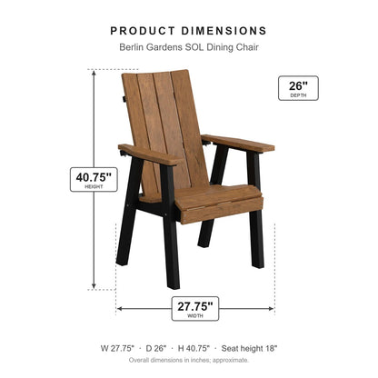 Berlin Gardens SOL Dining Chair dimensions: 27.75 in W x 26 in D x 40.75 in H