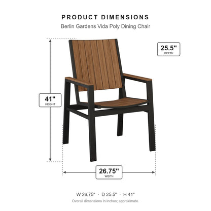Berlin Gardens Vida Poly Dining Chair dimensions: 26.75 in W x 25.375 in D x 41 in H