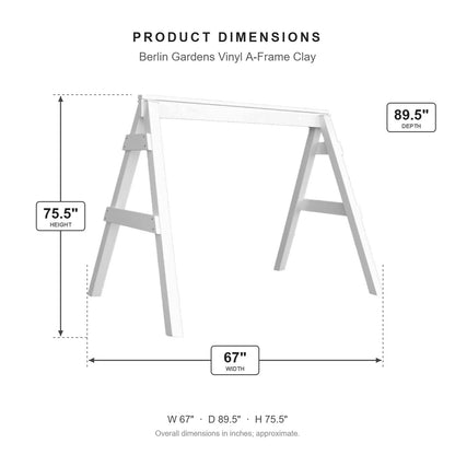 Berlin Gardens Vinyl A-Frame Clay dimensions: 67 in W x 89.5 in D x 75.5 in H