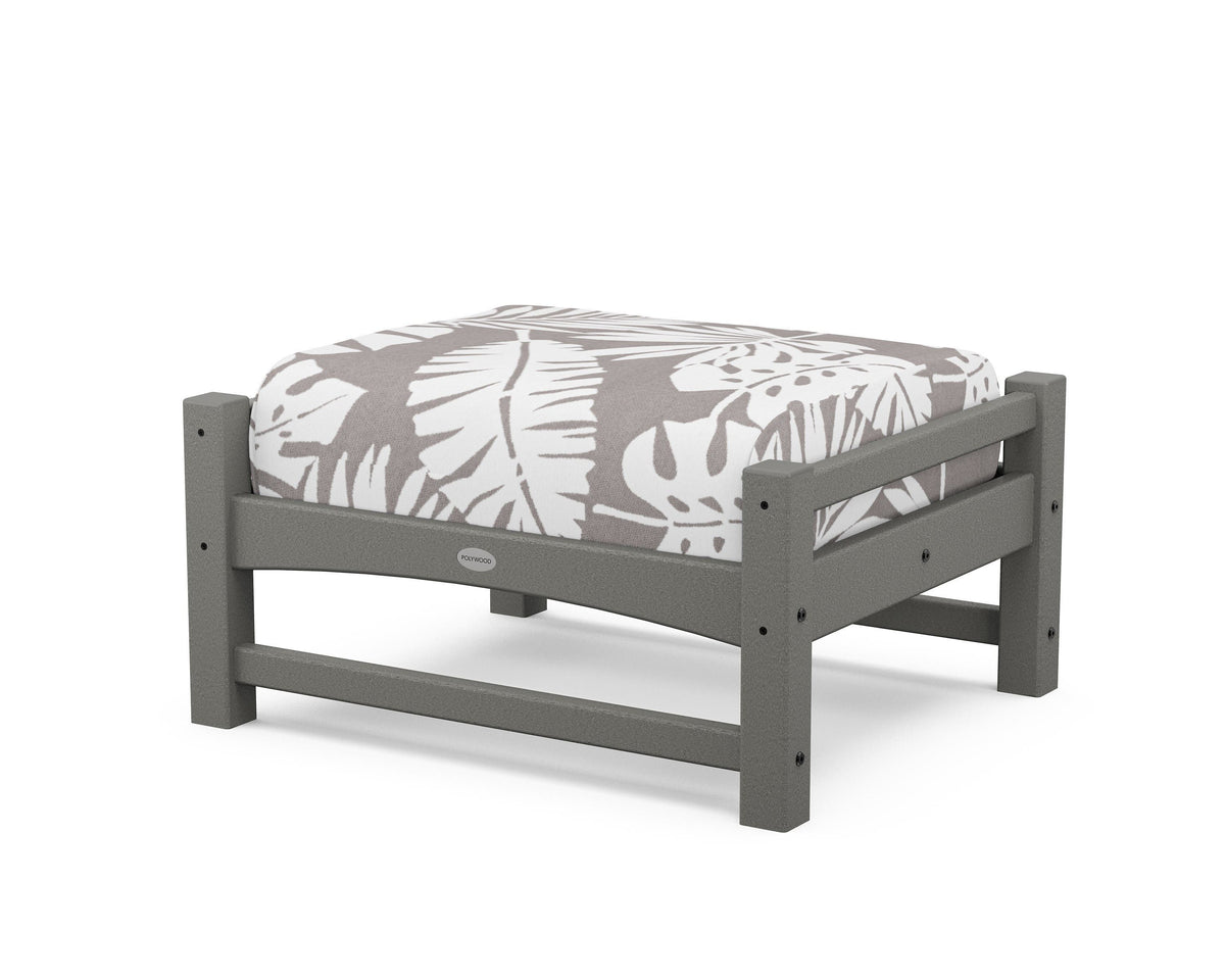 POLYWOOD Club Ottoman in Slate Grey / Leaf Grey Mist