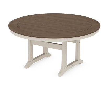POLYWOOD Nautical Trestle 60" Round Dining Table in Sand / Kona