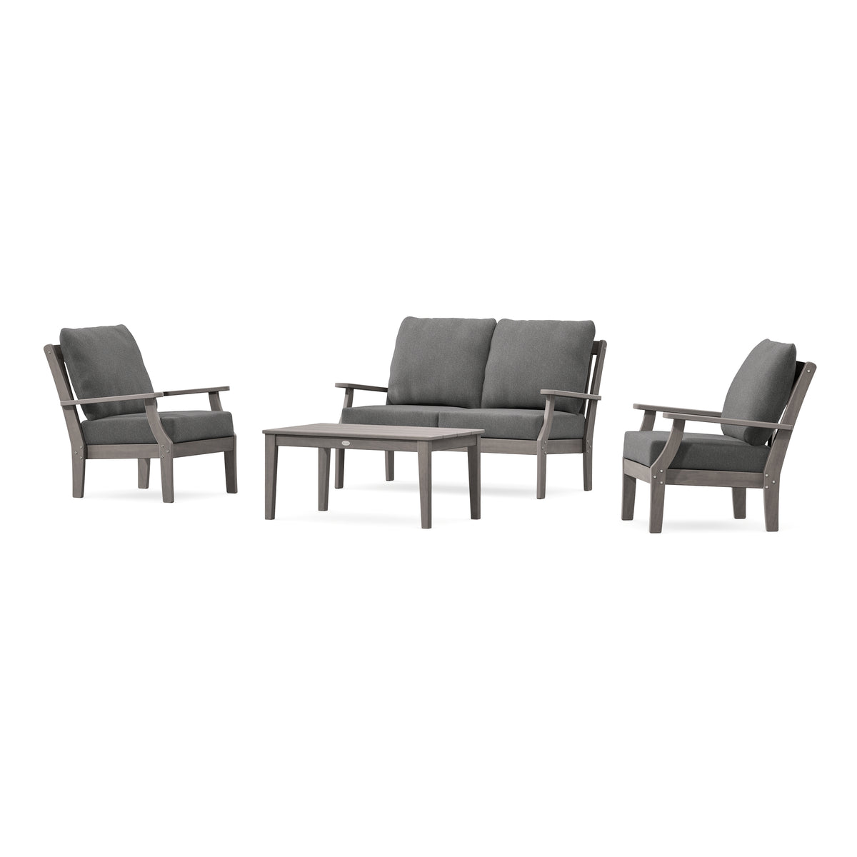 POLYWOOD Braxton 4-Piece Deep Seating Chair Set in Driftwood