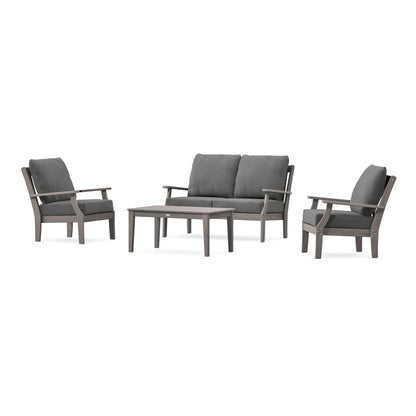 POLYWOOD Braxton 4-Piece Deep Seating Chair Set in Driftwood