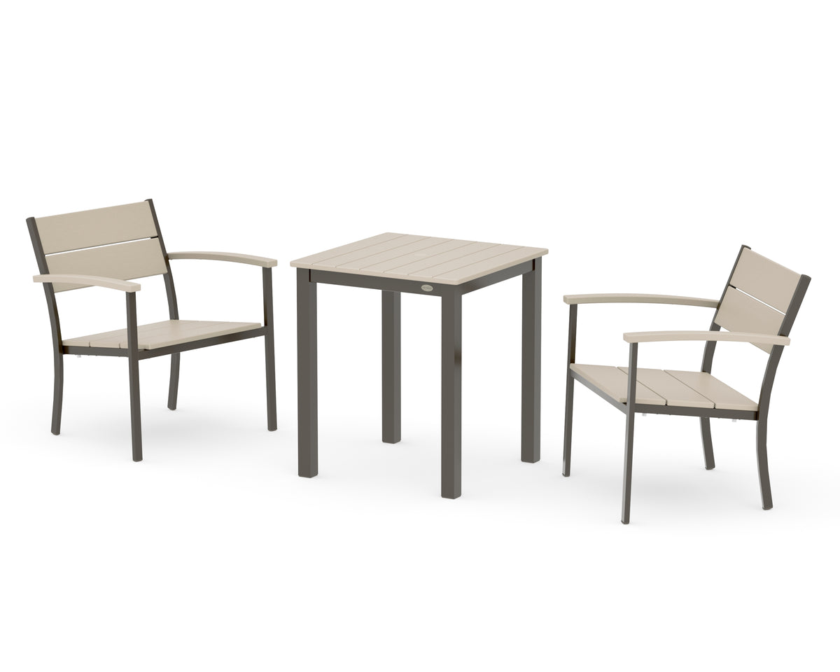 POLYWOOD Main Street 3-Piece Square Dining Set in Bronze / Sand