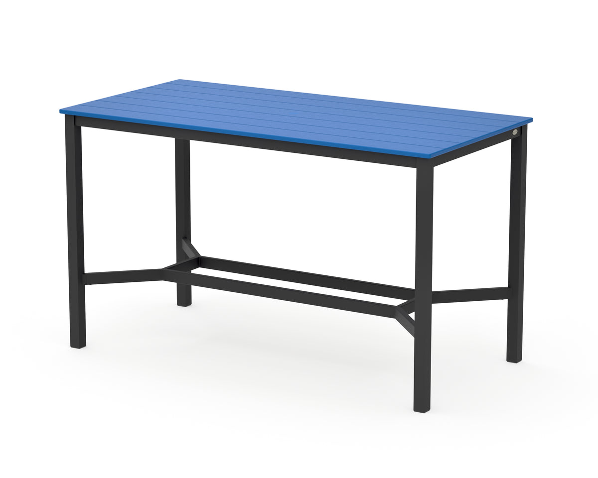 POLYWOOD Main Street 36 x 72 Bar Table in Black / Pacific Blue