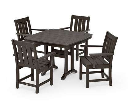 POLYWOOD Oxford 5-Piece Dining Set with Trestle Legs in Vintage Coffee