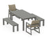 POLYWOOD EDGE Woven 5-Piece Parsons Dining Set with Benches in Slate Grey / Dune Grass