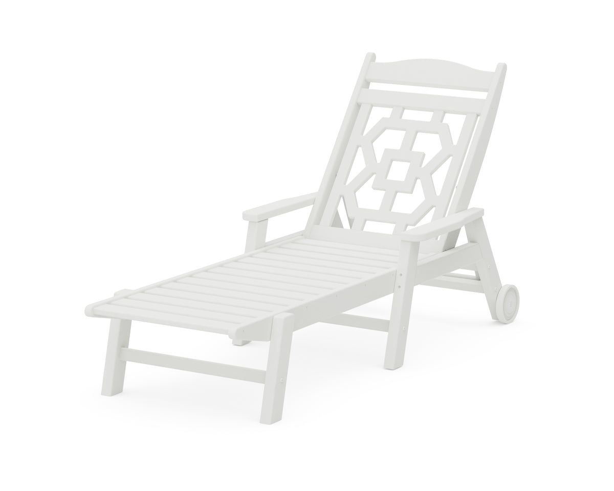 POLYWOOD Chinoiserie Chaise Lounge in Vintage White