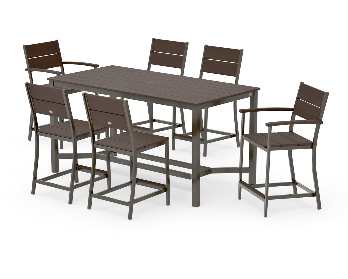 POLYWOOD Main Street 7-Piece Counter Set in Bronze / Kona