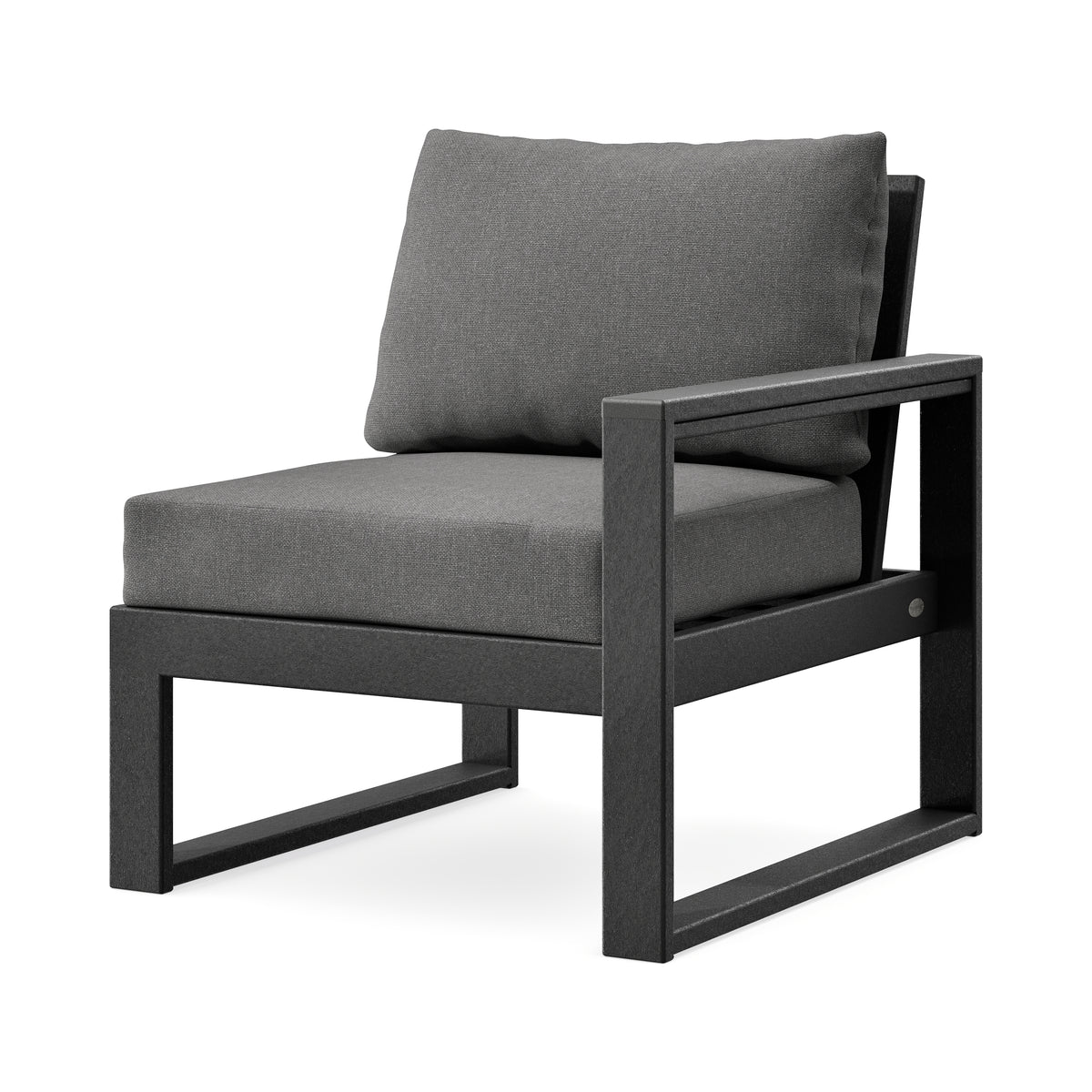 POLYWOOD EDGE Modular Right Arm Chair in Black / Ash Charcoal