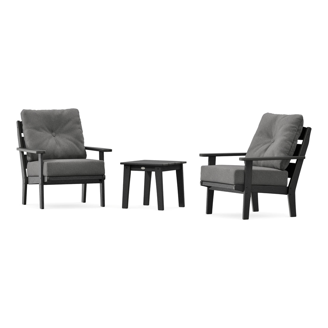 POLYWOOD Lakeside 3-Piece Deep Seating Chair Set in Black