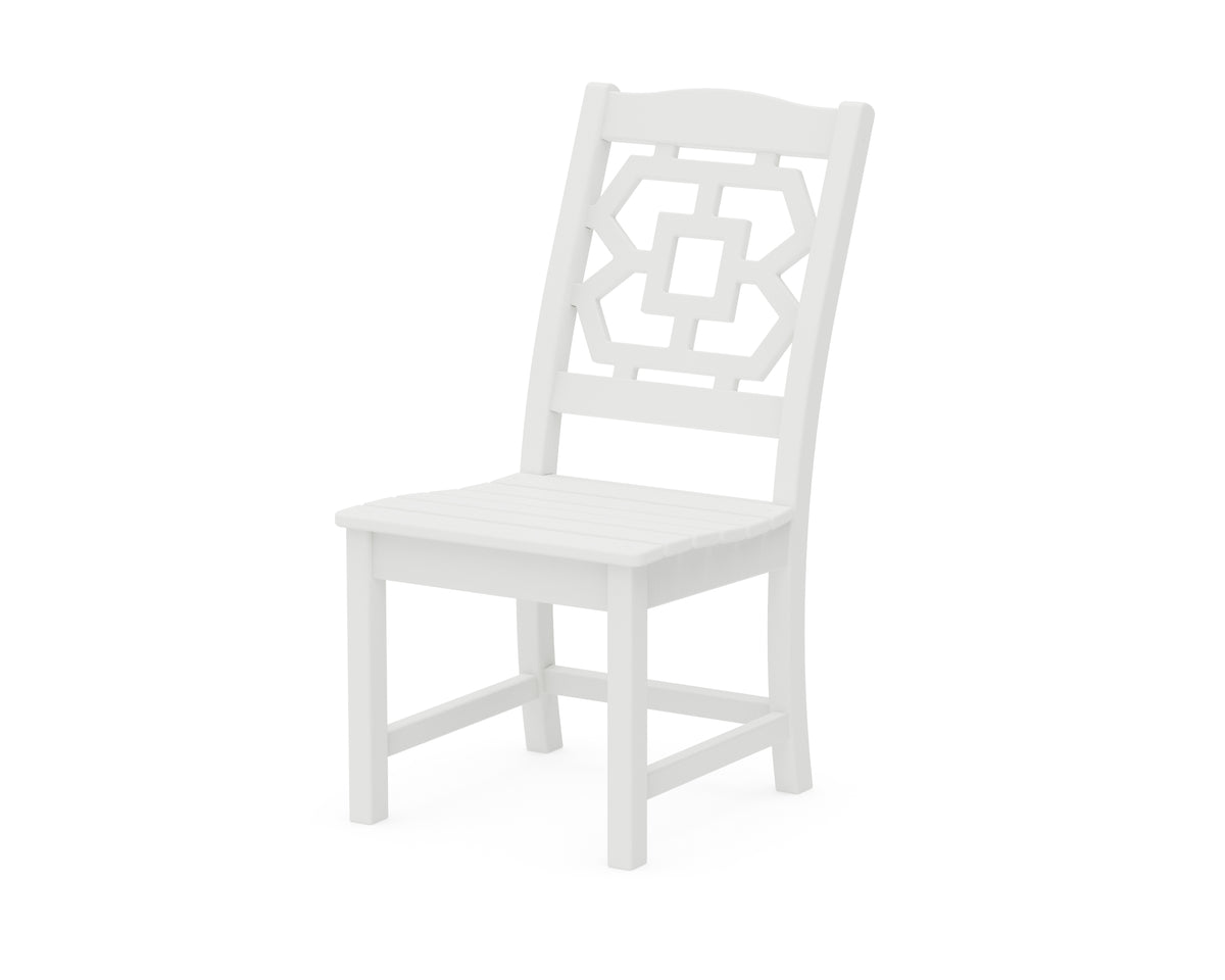 POLYWOOD Chinoiserie Dining Side Chair in White