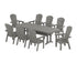 POLYWOOD Nautical Curveback Adirondack 9-Piece Dining Set with Trestle Legs in Slate Grey