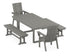 POLYWOOD Modern Curveback Adirondack 5-Piece Dining Set with Benches - 39" x 78" Table in Slate Grey