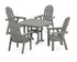 POLYWOOD Vineyard Adirondack 5-Piece Dining Set with Trestle Legs - 37" Table in Slate Grey