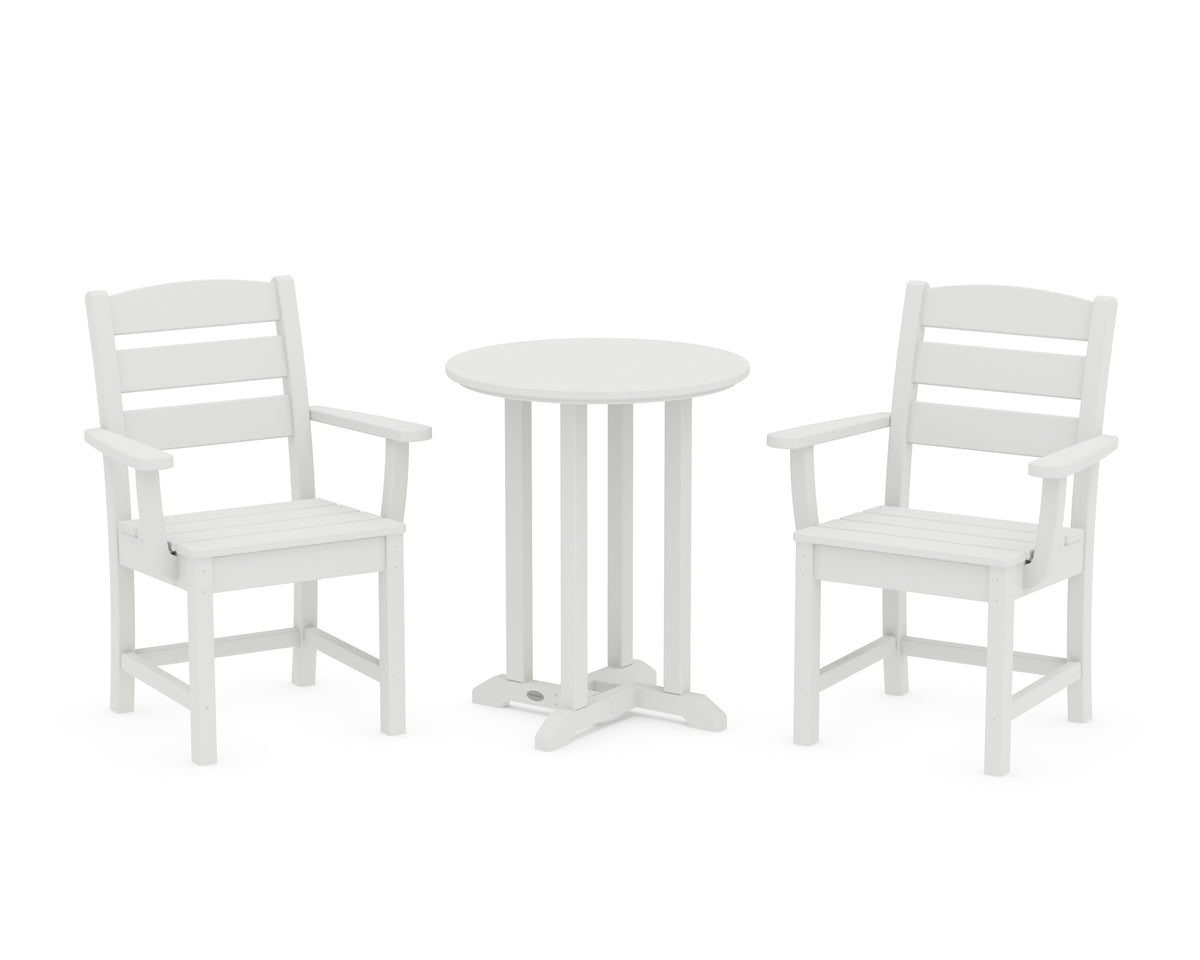 POLYWOOD Lakeside 3-Piece Round Bistro Dining Set in Vintage White