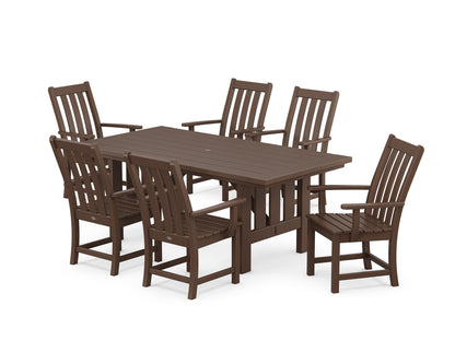 POLYWOOD Vineyard Arm Chair 7-Piece Mission Dining Set in Mahogany