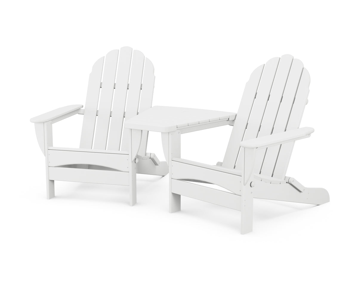 POLYWOOD Classic Oversized Adirondacks with Angled Connecting Table in White