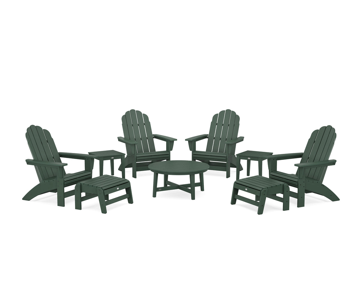 POLYWOOD Vineyard Grand Adirondack 9-Piece Conversation Set in Green