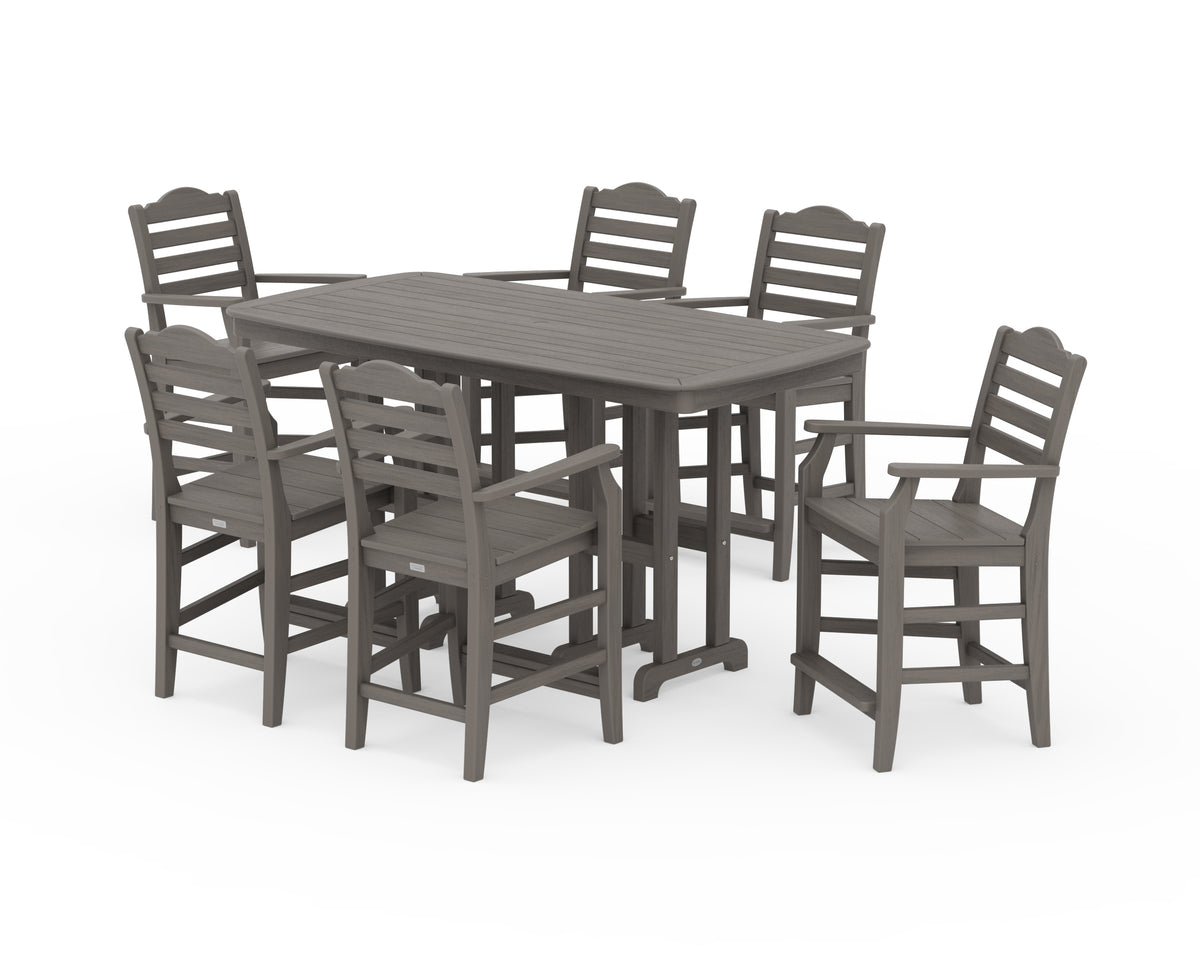 POLYWOOD Savannah Arm Chair 7-Piece Counter Set in Driftwood