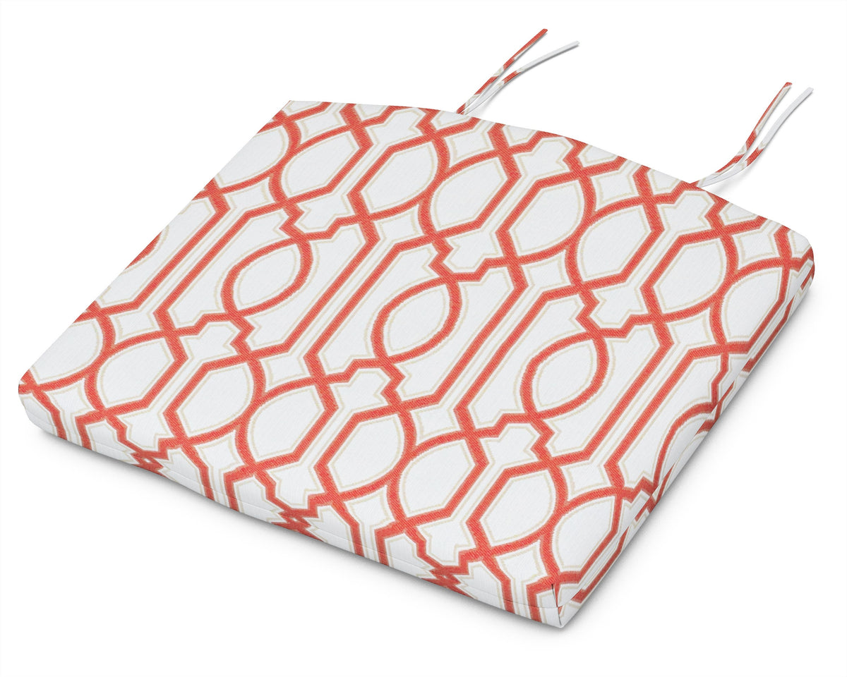 POLYWOOD Standard Seat Cushion 18.5"D x 24"W x 2.5"H in Chelsey Trellis Coral