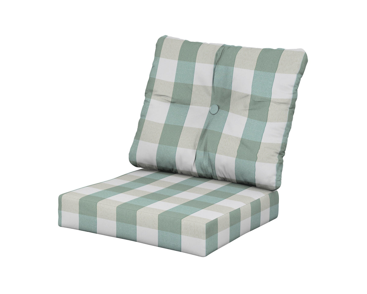POLYWOOD Prescott Seat/Back Cushions in Buffalo Plaid Glacier Spa