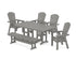 POLYWOOD Nautical Curveback Adirondack 6-Piece Farmhouse Dining Set with Bench in Slate Grey