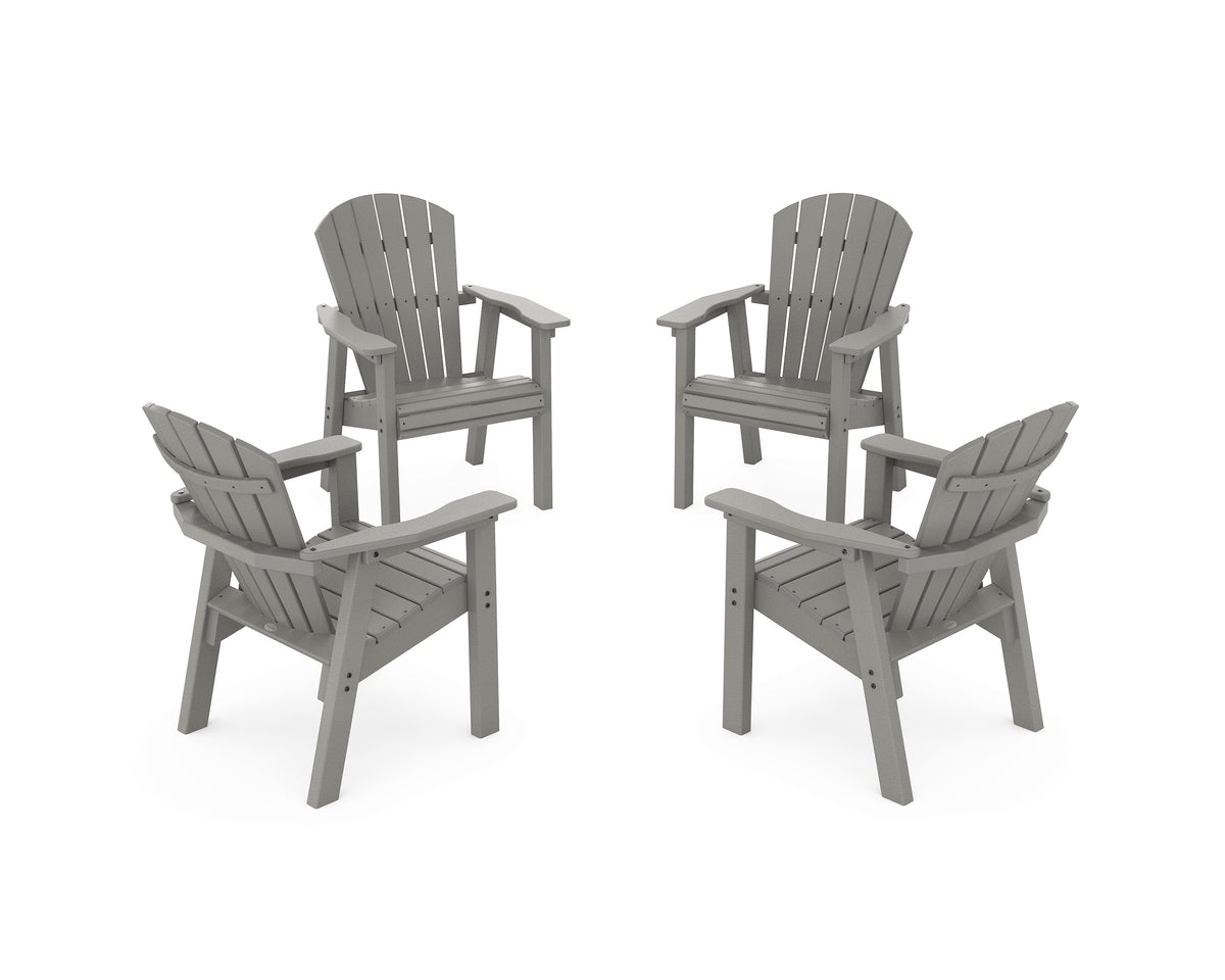 POLYWOOD Seashell 4-Piece Upright Adirondack Conversation Set in Slate Grey