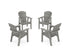 POLYWOOD Seashell 4-Piece Upright Adirondack Conversation Set in Slate Grey
