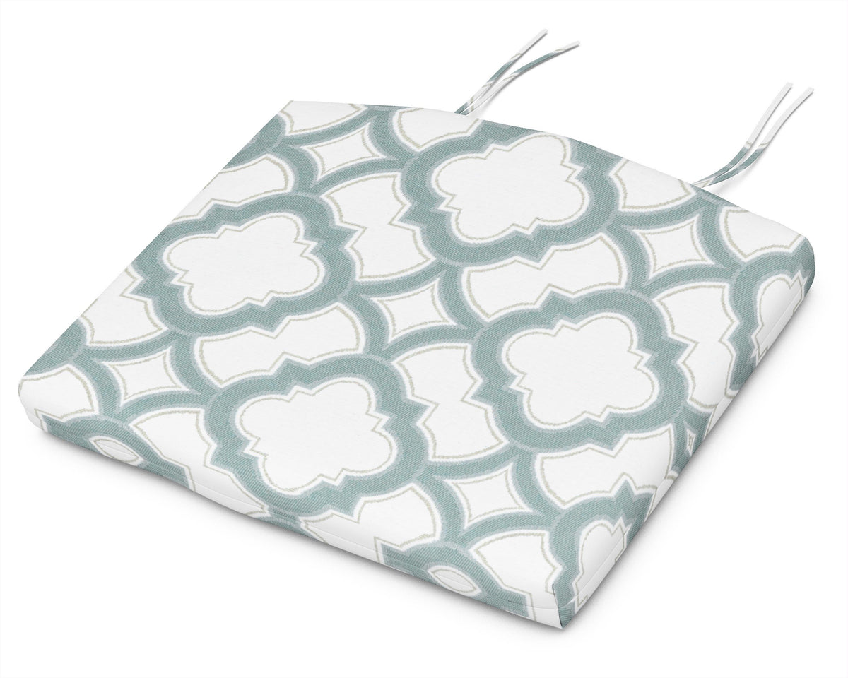 POLYWOOD Standard Seat Cushion 18.5"D x 24"W x 2.5"H in Trellis Glacier Spa