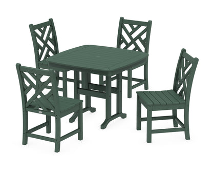 POLYWOOD Chippendale 5-Piece Side Chair Dining Set in Green