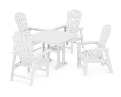 POLYWOOD South Beach 5-Piece Dining Set with Trestle Legs - 37" Table in White