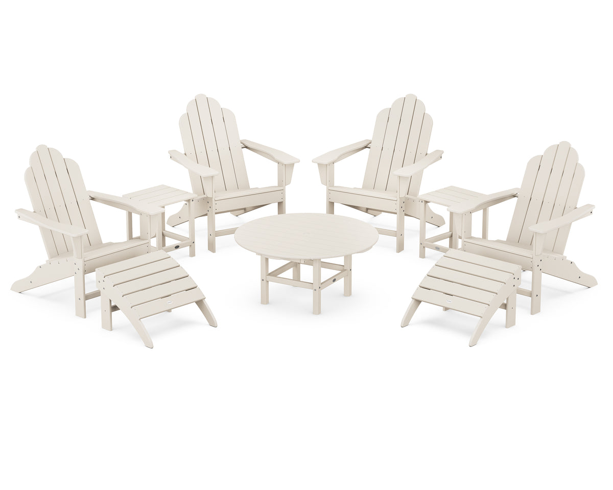 POLYWOOD Long Island Adirondack 9-Piece Conversation Group in Sand