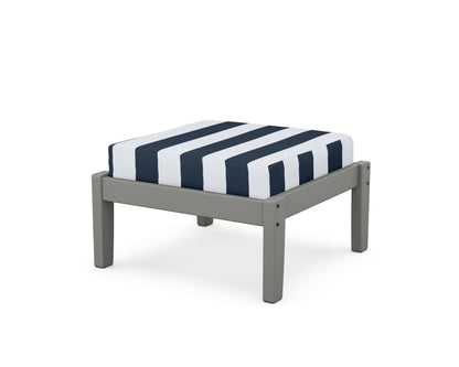 POLYWOOD Deep Seating Ottoman in Slate Grey / Cabana Stripe Marine Indigo