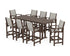 POLYWOOD Coastal 9-Piece Farmhouse Bar Set with Trestle Legs in Mahogany / Birch