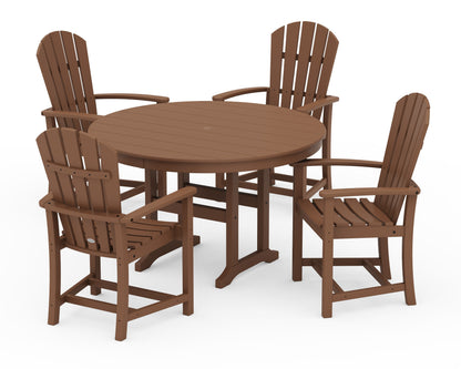 POLYWOOD Palm Coast 5-Piece Round Farmhouse Dining Set in Teak