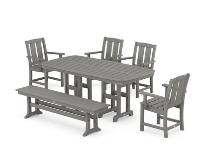 POLYWOOD Mission 6-Piece Dining Set with Bench in Slate Grey
