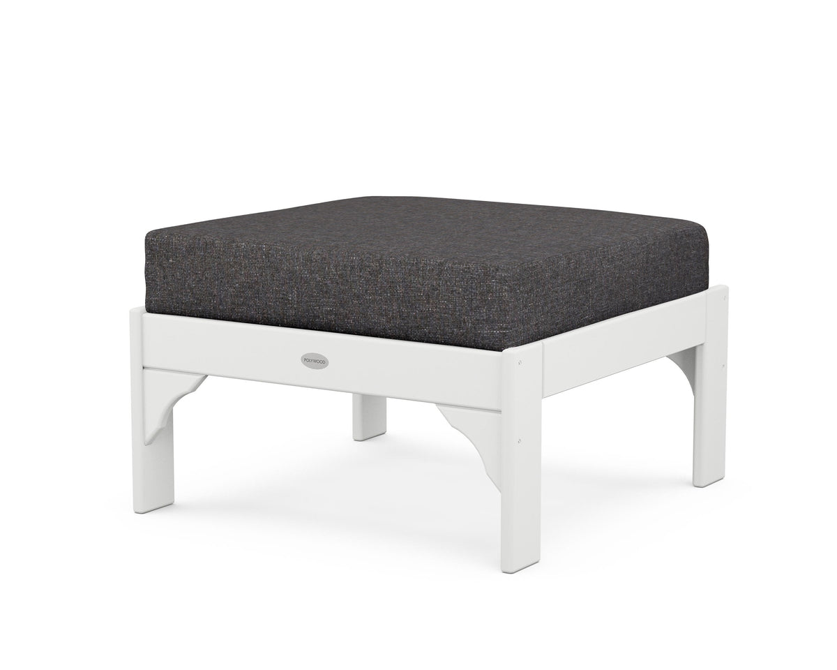 POLYWOOD Vineyard Deep Seating Ottoman in White / Ash Charcoal